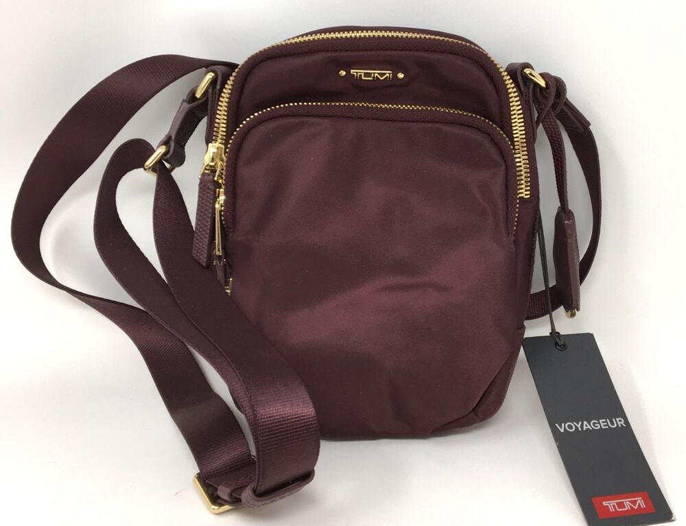 Tumi Voyageur Ruma Burgundy Nylon Small Vertical Crossbody Adjustable Travel Bag